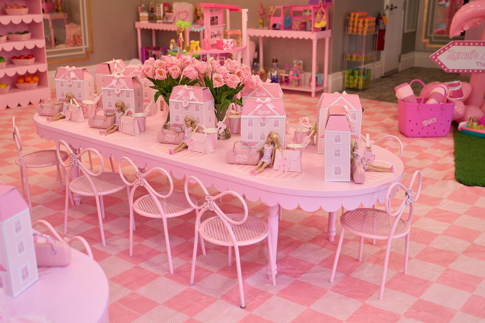 Pink party rental setup in New Jersey