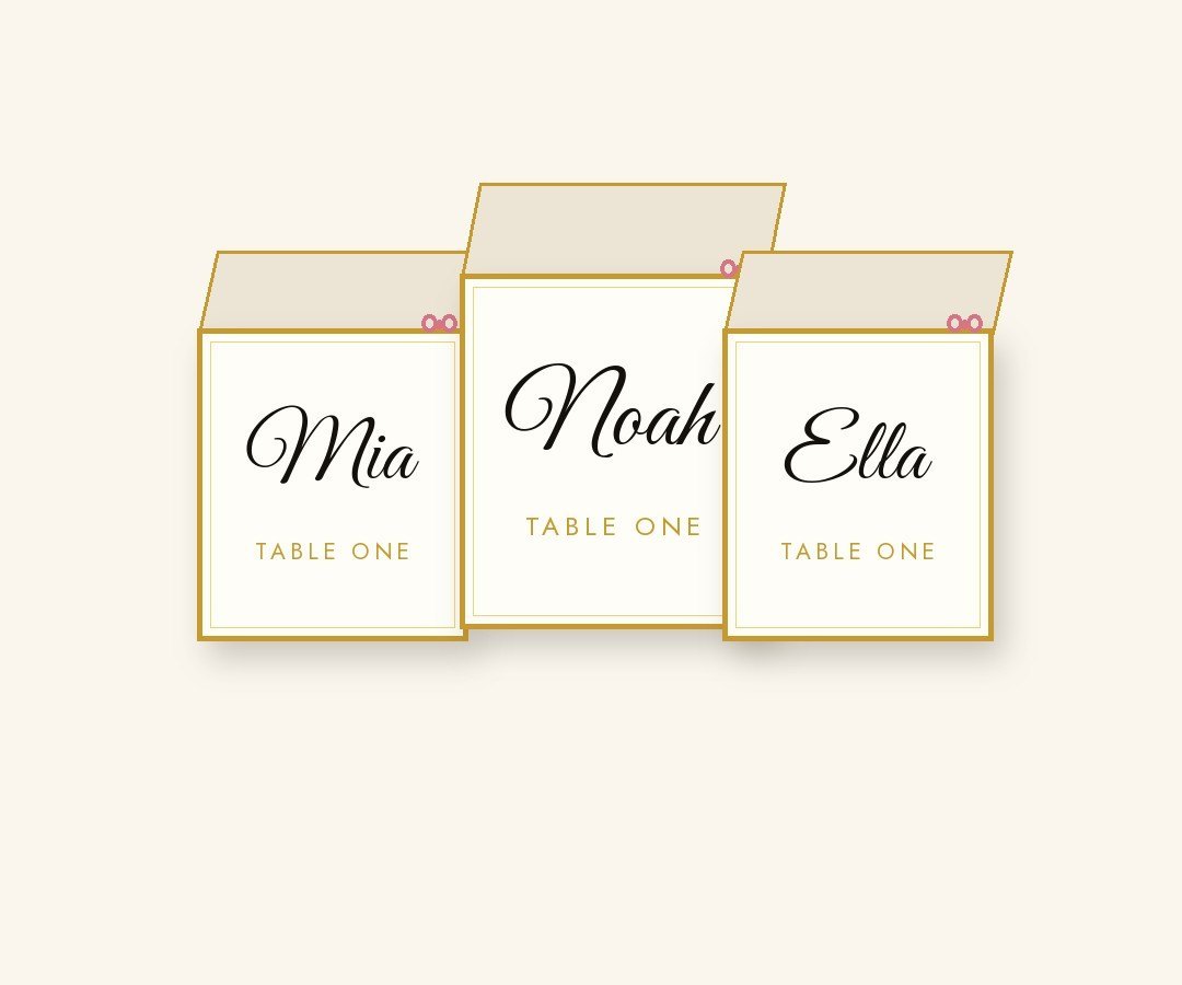 DIY gilded place cards at a children's party table setting