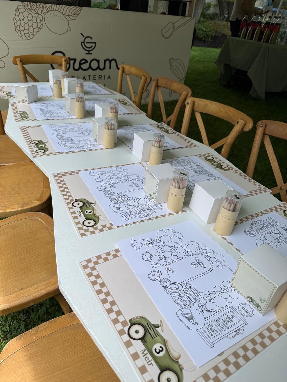 Vintage Racer Coloring Party styled with Mini Chairs Atelier boutique rentals NJ NY
